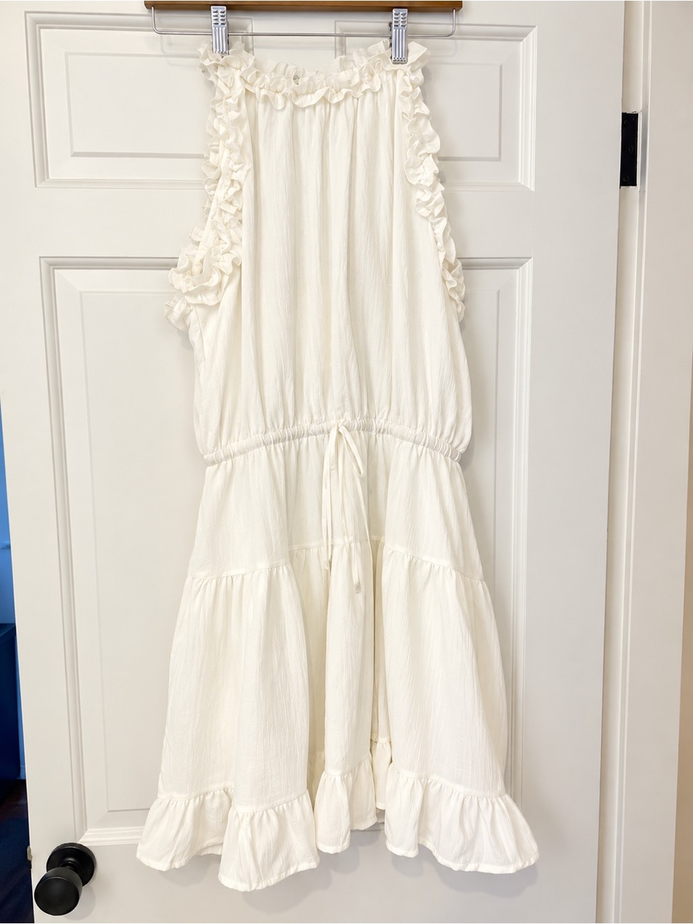 Girls' White Ruffled Halter Dress